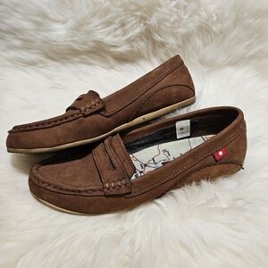 Brown Suede Loafers for Women, 8/8.5, Oliberte